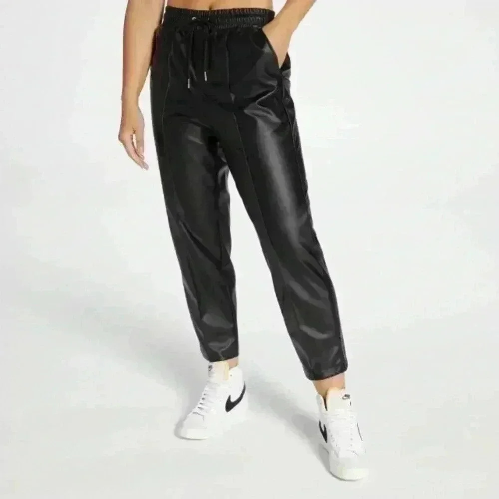 NWOT CALIA  faux leather Women's Straight Leg Pintuck Pant small
